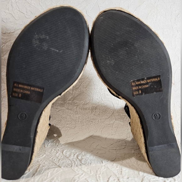 Wild Diva Lounge Espadrille Black Wedges - Picture 7 of 9